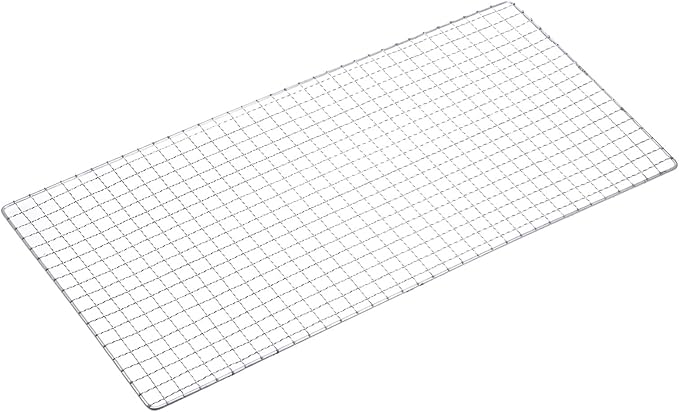 HARFINGTON Square BBQ Grill Net 29.5x50cm Electroplated Stainless Steel Barbecue Mesh Mat for Baking Smoking Charcoal Grilling Roasting