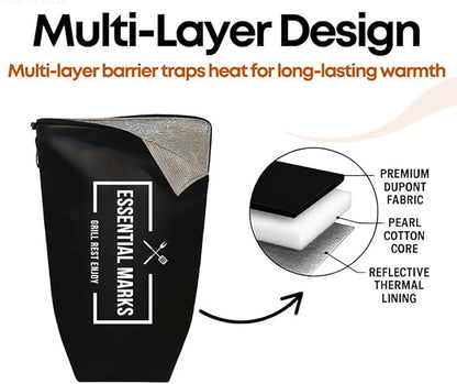 BBQ Blanket for Resting Meat – 21" Heavy-Duty, Leakproof Multi-Layer Insulated for Resting Smoked Meats – with Wide Mouth for Brisket, Turkey & Steak, BBQ Gift