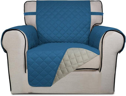 PureFit Reversible Quilted Sofa Cover, Water Resistant Slipcover Furniture Protector, Washable Couch Cover with Non Slip Foam and Elastic Straps for Kids, Pets (Small, Peacock Blue/Beige) | Peacock Blue/Beige, Water Resistant Couch Protector, Washable ...