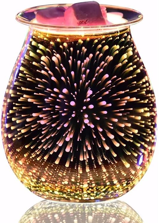 DICIMI Electric Wax Melt Warmer with 3D Firework Glass Design – Flameless Candle Diffuser Essential Oil Burner for Home Decor – Unique Birthday Gift for Women
