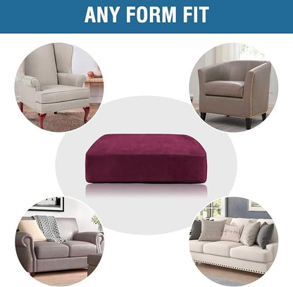 H.VERSAILTEX Velvet Stretch Couch Cushion Cover Plush Cushion Slipcover for Chair Cushion Furniture Protector Seat Cushion Sofa Cover (1 Piece Armchair Cushion Covers, Burgundy)