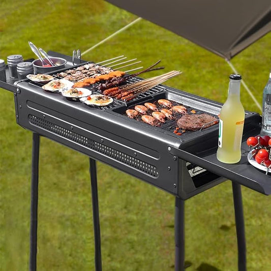 Iron Pre-Seasoned Cast Iron Hibachi Grill, Portable Charcoal Grill for Outdoor Camping, BBQ Cooking Surface 13", bset Gift