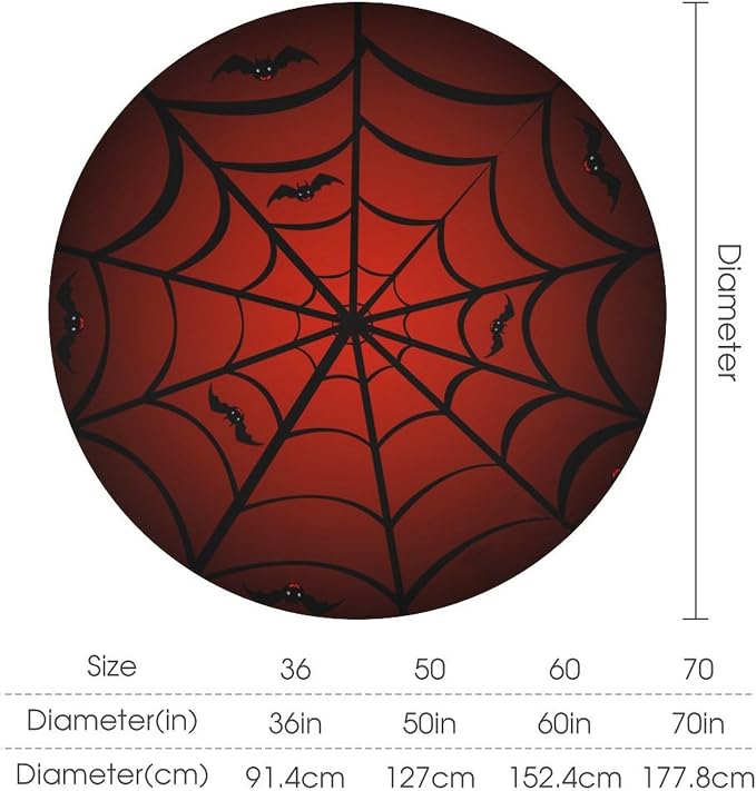 Spider Web Tablecloth, Black Spider Web Bat Red Water Resistant Wipeable Table Cover for Picnic Party Holiday Kitchen Dinner Table 60"