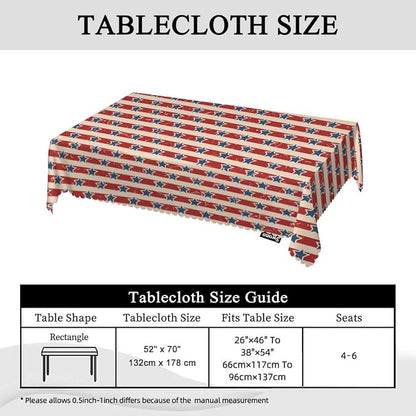 Swono Decorative Rectangle Table Cloth Independence Day, American Patriotic Stars and Stripes Polyester Tablecloth Kitchen Table Cover for Dining BBQ Picnic Coffee Table 50x72, 4-6 Seats
