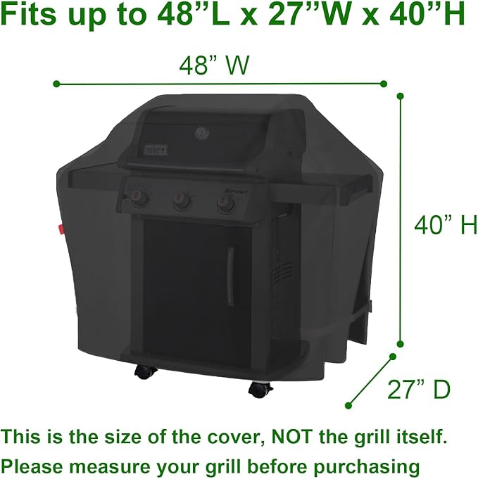 Outdoor Waterproof Small Grill Cover,Fits Weber 2025 2 & 3 Burner Spirit,Spirit II 200((II E-210) Series and Spirit 200 Series Gas Grills,Heavy Duty BBQ Cover 48",Compared to Weber 7138