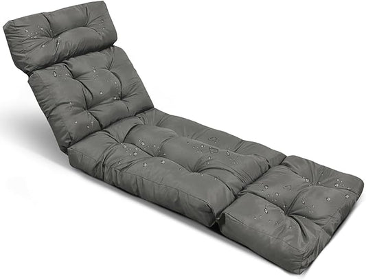 Waterproof Lounge Chair Cushions Outdoor with Ties Non Slip Pool Lounge Chair Cushion Replacement for Outdoor Pool Graden Furniture 75x24 x3.9 Inches