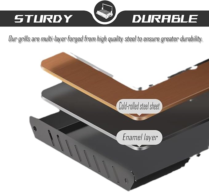 Portable Charcoal Grill Foldable Notebook BBQ Easy Portability for Outdoor Barbecues Camping Traveling Picnics Garden Beach Party Black