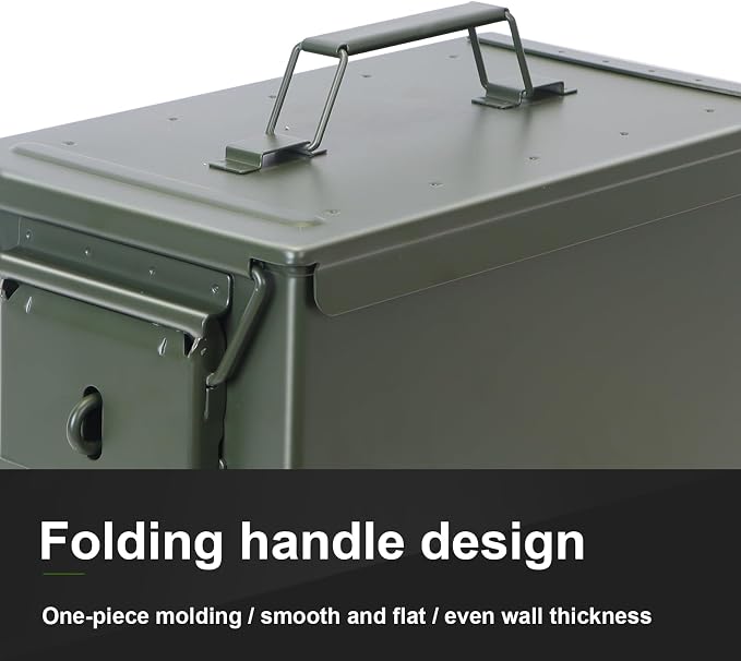 Ammo Can & Ammo Case, Fireproof & Waterproof Metal Storage Box - Perfect for Ammo, Lithium Batteries & RC Car Batteries (Without Lock, Black-13 * 7.2 * 9")