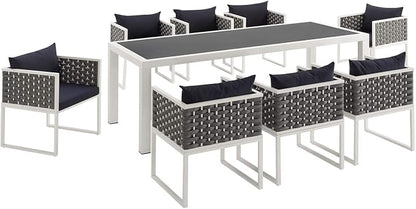 Modway Stance Outdoor Patio Woven Rope 9-Piece Dining Furniture Set