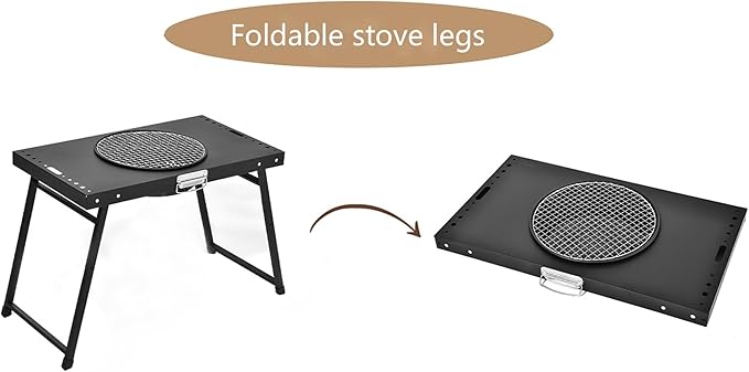 Portable Charcoal Grill, Patio Barbecue BBQ Grill, Black Folding Carbon Steel Barbecue Grill for Outdoor Cooking, Patio, Party, Picnic, Travel, Camping, Home Use (25.5x14.5x18.5 Inch)