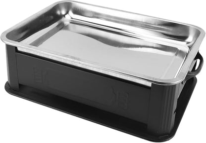 Fish Charcoal Alcohol Stove Stainless Steel Rectangular Grill for Commercial Use 2.2‑4.4lb Fish Pan for Home (Closed Black)