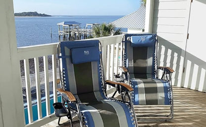 Timber Ridge Oversized Zero Gravity Chair, Padded Reclining Lounge Chair with Adjustable Headrest & Cup Holder, Heavy Duty Support 350 lbs, Foldable for Camping, Lawn, Outdoor & Indoor