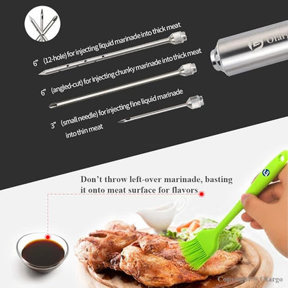 Ofargo Meat Injector, Meat Injectors for Smoking with 3 Marinade Food Injector Syringe Needles, Injector Marinades for Meats, Turkey, Brisket; Father Day Gifts for Dad Husband Men, 2-oz Capacity