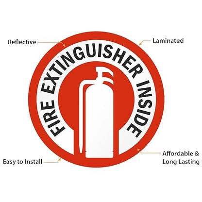 SmartSign Fire Extinguisher Inside Stickers | 2.75" x 2.75" Engineer Grade Reflective Labels with Aggressive Adhesive, Pack of 6