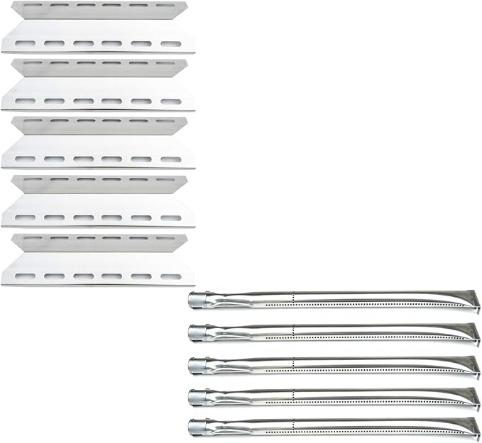 Parts Kit DG107 Replacement for Charmglow 720-0234,Nexgrill 720-0033,720-0234,720-0289 Grill Burner and Heat Plate -5pack (Stainless Steel Burner + Stainless Steel Heat Plate)