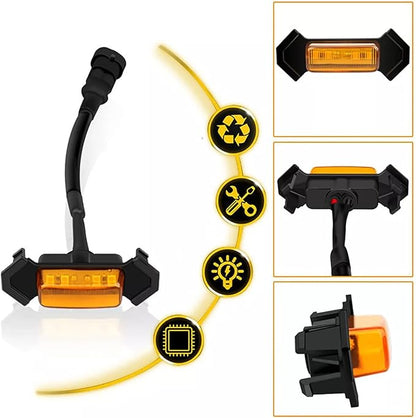 ikaufen 4PCS LED Grille Lights Amber Front Grill Marker Lights IP67 Waterproof with Wiring Harness for Pickup Trucks & Off-Road Vehicles