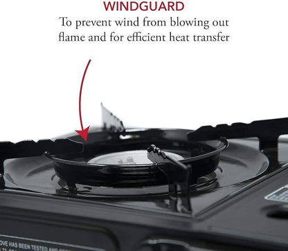 Gas One Portable Butane Camping Stove with Case: Automatic Ignition, Precise Heat Control - Camping & Tailgating and Outdoor Cooking