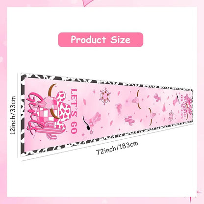 Disco Cowgirl Theme Table Runner, Pink Let’s Go Girls Linen Fabric Table Runner for Everyday Use 72 x 13 Inches, Washable Table Cover for Indoor Outdoor Kitchen Dining Table Decor