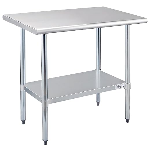 Profeeshaw Stainless Steel Prep Table 24''x36'' NSF Commercial Workbench | Metal Work Table, with Undershelf leveling feet; Heavy Duty Table for Kitchen, Restaurant, Home, Gargae, Hotel, 18-gauge 430