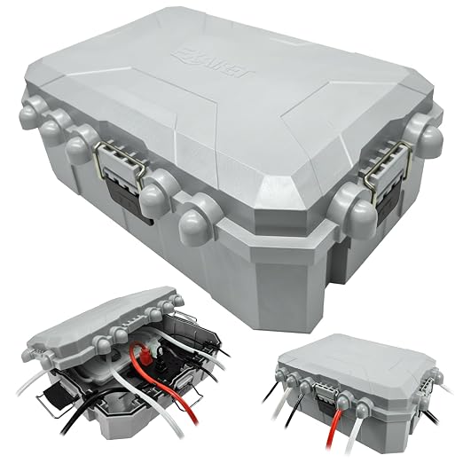 [IMPROVED MODEL] Large Outdoor Electrical Box-13 X 8.7 X 5.2 INCHES, Water-Protective Extension Cord cover with Metal Latches, Upgraded Power cord Box for Plugs, Outlets, Christmas Lights, strips.GREY