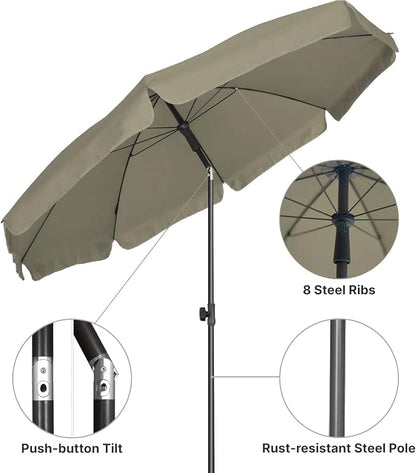 AMMSUN Patio Umbrella, 6.5 ft Outdoor Table Umbrella with Tilt Steel Pole, UPF50+ Protection, Great for Outdoor Garden Backyard, Tan