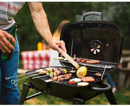Portable Charcoal Grill for Camping BBQ, Outdoor Barbecue Grill Round Standing Grid with Double-Layer Cooking Area and Adjustable Vents for Backyard Patio,A-1