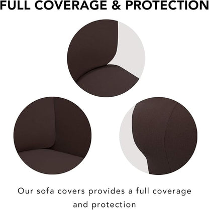 PureFit Stretch Loveseat Covers Fleece Couch Covers for Sofa Chocolate | 1-Piece Sofa Slipcover Soft Couch Protector, Sofa Cover Washable with Non Skid Foam and Elastic Bottom for Kids, Dogs