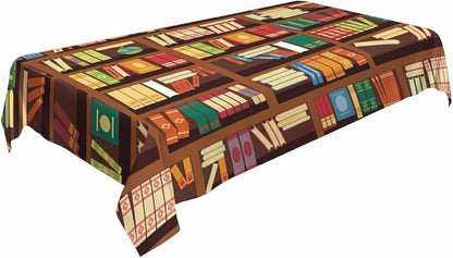 TKS MITLAN Book Shelf Tablecloth Decor Retro Bookshelf Literature Books Table Cloth Dining Room Kitchen Table Cover 60" X 84" Oblong/Rectangle