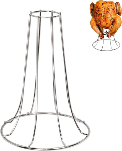 KAMaster Stainless Steel Vertical Chicken Roaster Beer Can Holder Large Turkey Big Green Egg Accessories Rack Upright Stand for Grill and Smoker Like Weber