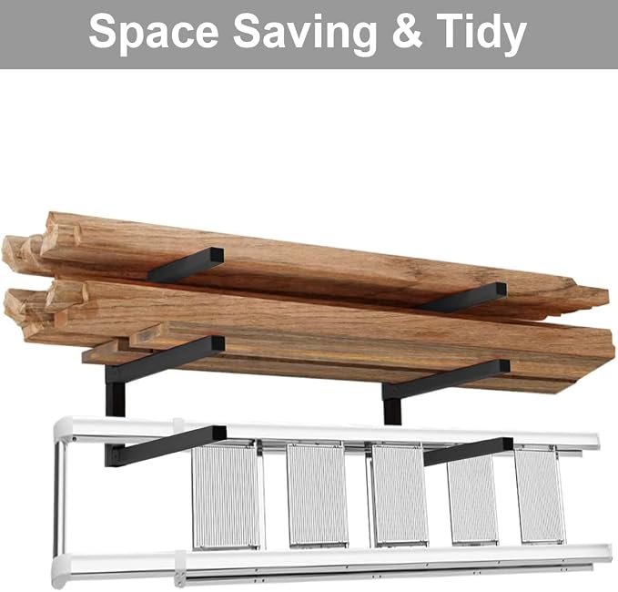 Lumber Storage Metal Rack, 3-Level Wall-Mounted Organizer and Wood Rack, Indoor & Outdoor Storage Solution for Workshop or Garage - 1 Pack