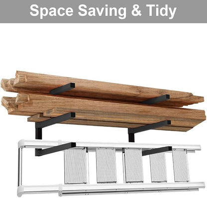 Lumber Storage Metal Rack, 3-Level Wall-Mounted Organizer and Wood Rack, Indoor & Outdoor Storage Solution for Workshop or Garage - 1 Pack