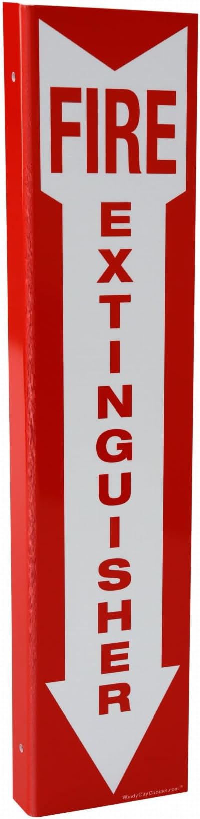 Fire Extinguisher Mount for Wall & Surface with Sign - 22 Gauge Steel, USA Made - Fire Extinguisher Cabinet Storage w/Metal Handle for Indoor & Outdoor - 24.5H x 9.25W x 6.5D - Red