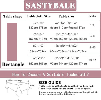 SASTYBALE Summer Floral Tablecloth 60x84 Inch | Water Resistant, Anti-Wrinkle, Soft, Rectangular, For Outdoor Patio Garden Party Picnic BBQ