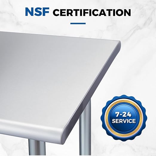 Profeeshaw Stainless Steel Prep Table 24''x30'' NSF Commercial Workbench | Metal Work Table, with Undershelf leveling feet; Heavy Duty Table for Kitchen, Restaurant, Home, Gargae, Hotel, 18-gauge 430