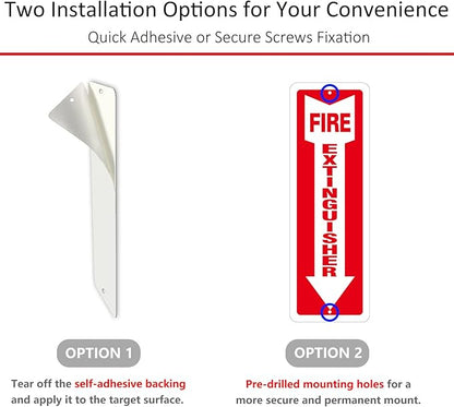 (8 Pack) Self-adhesive Fire Extinguisher Sign, 12" x 4" Durable Plastic Fire Extinguisher Sticker for Business and Home Use, Indoor, Outdoor, 20 Mil Thick PVC Safety Signs, Weather-resistant, No Fade, Easy to Install