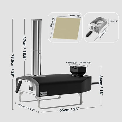 Portable Pizza Oven, Outdoor Pizza Stove, Wood Pellet Burning Pizza Oven with Pizza Stone for Outdoor Backyard Pizza Maker Garden Kitchen, PS105