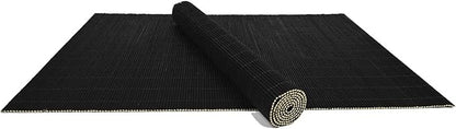 Dining Table Placemat, Heat-Resistant Place Mat Stain Resistant Anti-Skid Washable Bamboo Table Mat Placemat Kitchen Table mat… (Black)
