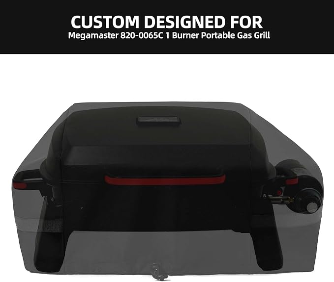 Grill Cover for Megamaster Tabletop Grill 820-0065C, Waterproof, Cover Only | UV Resistant, Windproof Drawstring & Strap, Propane Tank Can Also Be Covered, Outdoor Gas Grill Accessories, Patio BBQ Shield