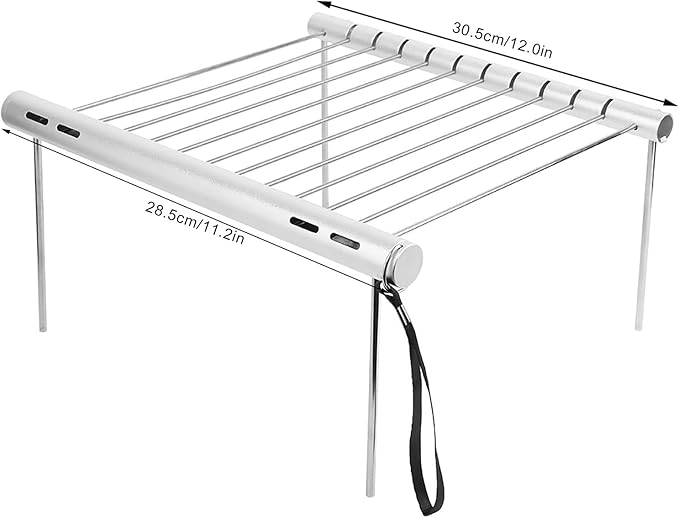 Yosoo Grill Stainless Steel Rack Portable Charcoal Folding Stand BBQ Grill Wit Grilling for Grilled Kettle Charcoal Grills