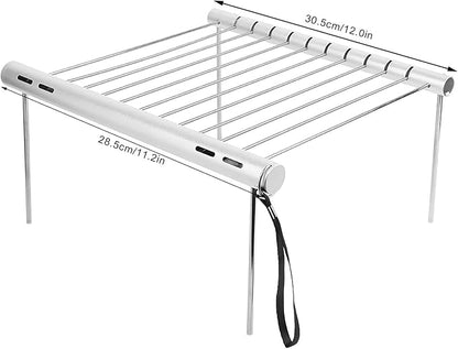 Yosoo Grill Stainless Steel Rack Portable Charcoal Folding Stand BBQ Grill Wit Grilling for Grilled Kettle Charcoal Grills