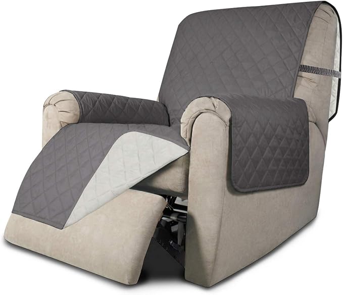 Easy-Going Reversible Couch Cover, Recliner 19 in, Gray/Ivory | Machine Washable Slipcover For Dogs, Water Resistant Furniture Mat For Living Room, Non-Slip Sofa Cover, Pet Friendly