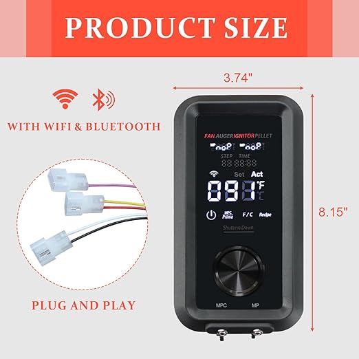 Replacement 80147 Digital PID Vertical Control Board Parts for PBV4PS2, Compatible with Pit Boss Pro Series II 4-Series Wood Pellet Vertical Smoker, Comes with WiFi and Bluetooth Function