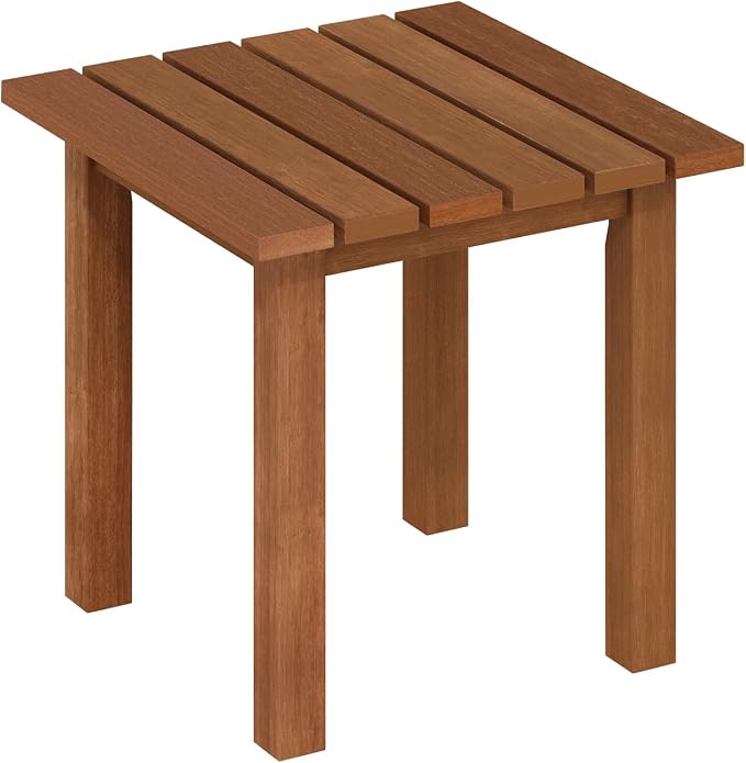 Furinno TIOMAN Patio Table, Outdoor Side Table, Patio End Table, Coffee Table in Teak Oil, for Patio, Garden, Porch, Natural