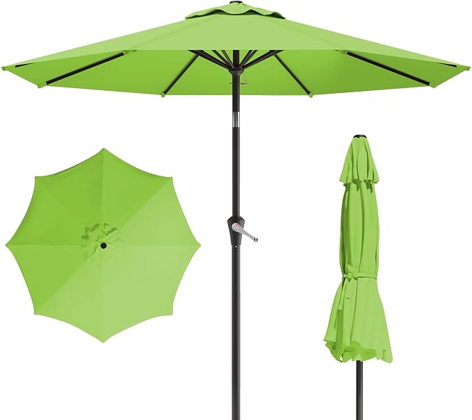 10FT Patio Umbrella, Outdoor Umbrella with Push Button Tilt and Crank, 8 Sturdy Ribs, UV Protection & Waterproof Market Umbrella for Pool, Backyard, Beach,Deck