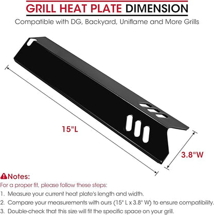 Unicook Grill Burner Covers 15”L x 3.8”W, Compatible with Dyna-Glo DGF510SSP, DGF493BNP, Heavy Duty Grill Heat Plates, Porcelain Heat Shields, BBQ Replacement Parts,5 Pack