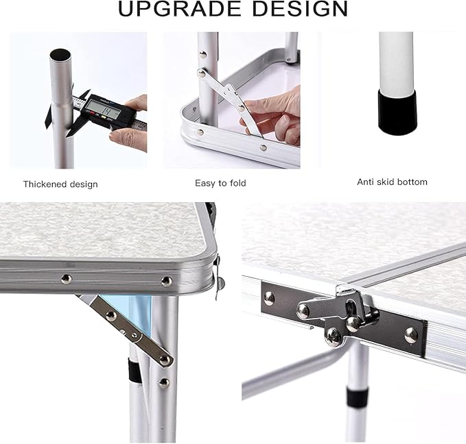 YUFIFAIRY Aluminum Camp Table, 36''L x24''W Folding Table Portable | Lightweight Foldable, Storage Net, Carry Handle, 2 Adjustable Height16"/28", For Indoor, Outdoor, Cooking, Picnic