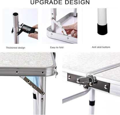 YUFIFAIRY Aluminum Camp Table, 36''L x24''W Folding Table Portable | Lightweight Foldable, Storage Net, Carry Handle, 2 Adjustable Height16"/28", For Indoor, Outdoor, Cooking, Picnic