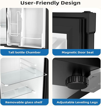 Antarctic Star 3.2 Cu.Ft. Compact Refrigerator,Single Door Mini Fridge with Adjustable Thermostat,Low noise for Apartment,Dorm,Office,BLACK