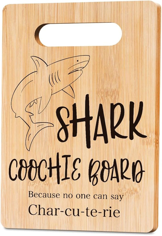 Funny Charcuterie Board Shark Coochie Board Cutting Board Decor Birthday Gifts Housewarming Gifts for Women Men Friends Funny Kitchen Gadgets Bamboo Decorative Cutting Boards for Kitchen