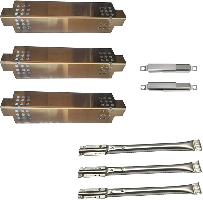 S9116A(3-Pack) S1678A (3-Pack) 15 1/16" Stainless Steel Heat Plate,Crossover Tubes and Burner Replacement for Gas Grill Models Charbroil 463722313, Charbroil 463722314 and Charbroil 463742111